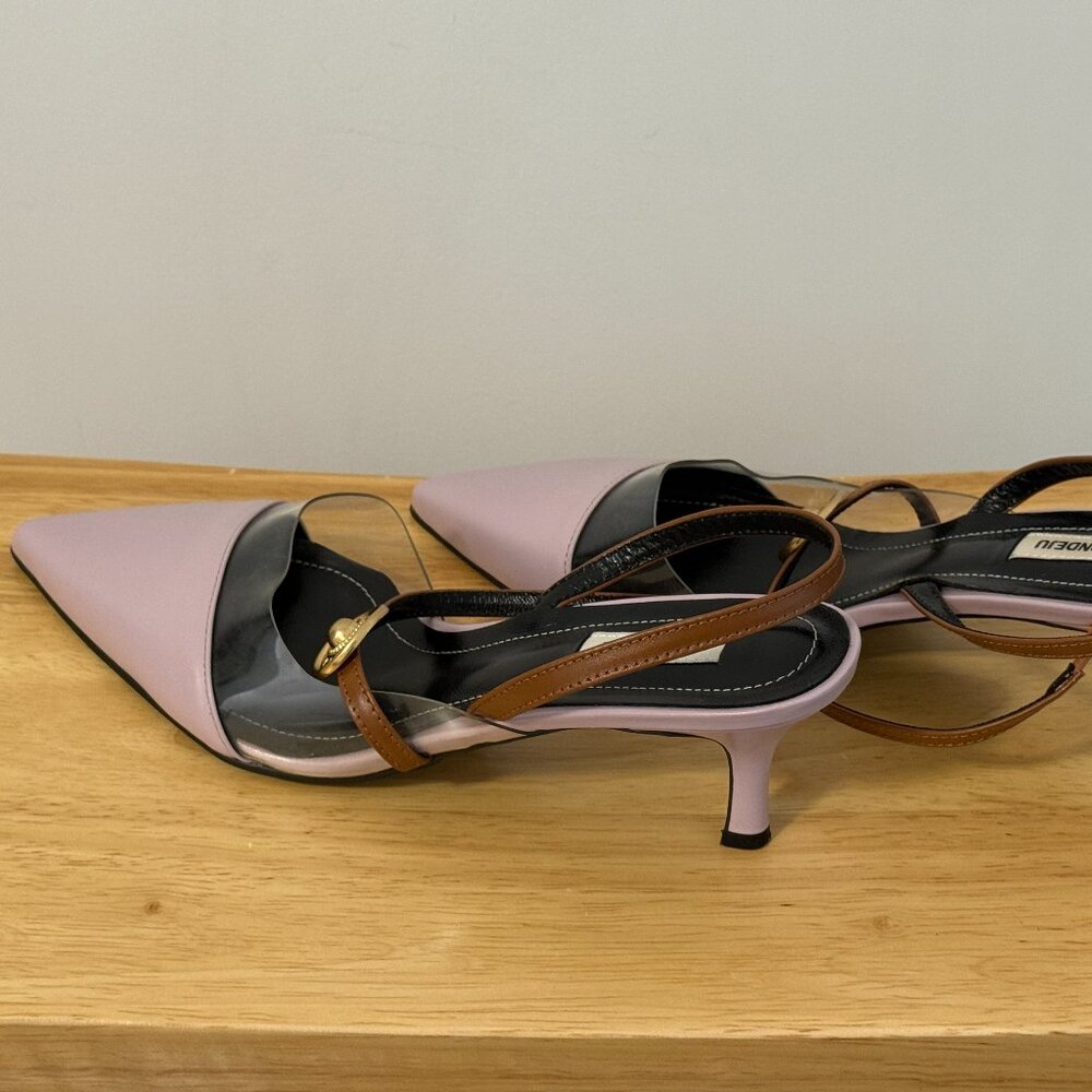 SALONDEJU Purple Pointed Toe Slingback Pumps 7.5